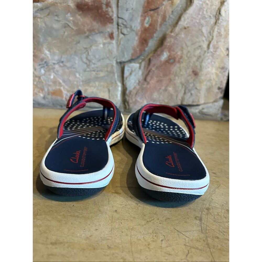 Clarks Cloudsteppers Brinkley Jazz Women's Sandals Size 8 Navy Patriotic Stars - Picture 5 of 10